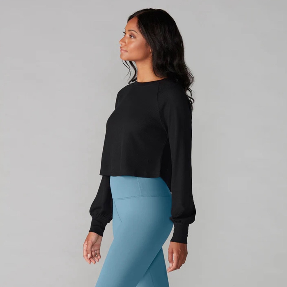 Tavi Noir Renew Waffle Knit Crop Long Sleeve Forest - NWT